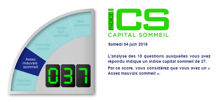 Indice Capital Sommeil (ICS) pour la mesure de qualité de sommeil